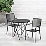 Flash Furniture Oia Indoor-Outdoor 30" Round Steel Folding Patio Table Set with 2 Square Back Chairs, Black (CO30BKF02CHR2BK)~#|#~sp152798476_sc7