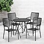Flash Furniture Oia Indoor-Outdoor 30" Round Steel Folding Patio Table Set with 4 Square Back Chairs, Black (CO30BKF02CHR4BK)~#|#~sp152798487_sc7