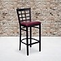 Flash Furniture HERCULES Traditional Metal Window Back Restaurant Barstool, Black/Burgundy, 2-Pieces/Pack (2XU6R7BWINBBGV)~#|#~sp152799219_sc7