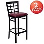 Flash Furniture HERCULES Traditional Metal Window Back Restaurant Barstool, Black/Burgundy, 2-Pieces/Pack (2XU6R7BWINBBGV)~#|#~sp152799222_sc7