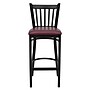 Flash Furniture HERCULES Traditional Metal Vertical Back Restaurant Barstool, Black/Burgundy, 2-Pieces/Pack (2XUDG6R6BVTBGV)~#|#~sp152799307_sc7