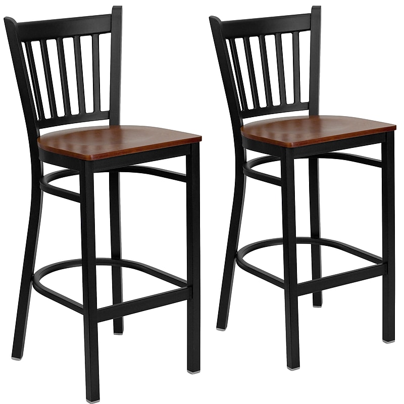 Flash Furniture HERCULES Traditional Metal Vertical Back Restaurant Barstool, Black/Cherry, 2-Pieces/Pack (2XUDG6R6BVTCHW) image 1
