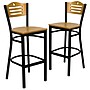 Flash Furniture HERCULES Traditional Metal Slat Back Restaurant Barstool, Black/Natural Wood, 2-Pieces/Pack (2XU6H3BSLTBRNAW)~#|#~sp152799463_sc7