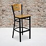 Flash Furniture HERCULES Traditional Metal Slat Back Restaurant Barstool, Black/Natural Wood, 2-Pieces/Pack (2XU6H3BSLTBRNAW)~#|#~sp152799465_sc7