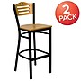 Flash Furniture HERCULES Traditional Metal Slat Back Restaurant Barstool, Black/Natural Wood, 2-Pieces/Pack (2XU6H3BSLTBRNAW)~#|#~sp152799466_sc7