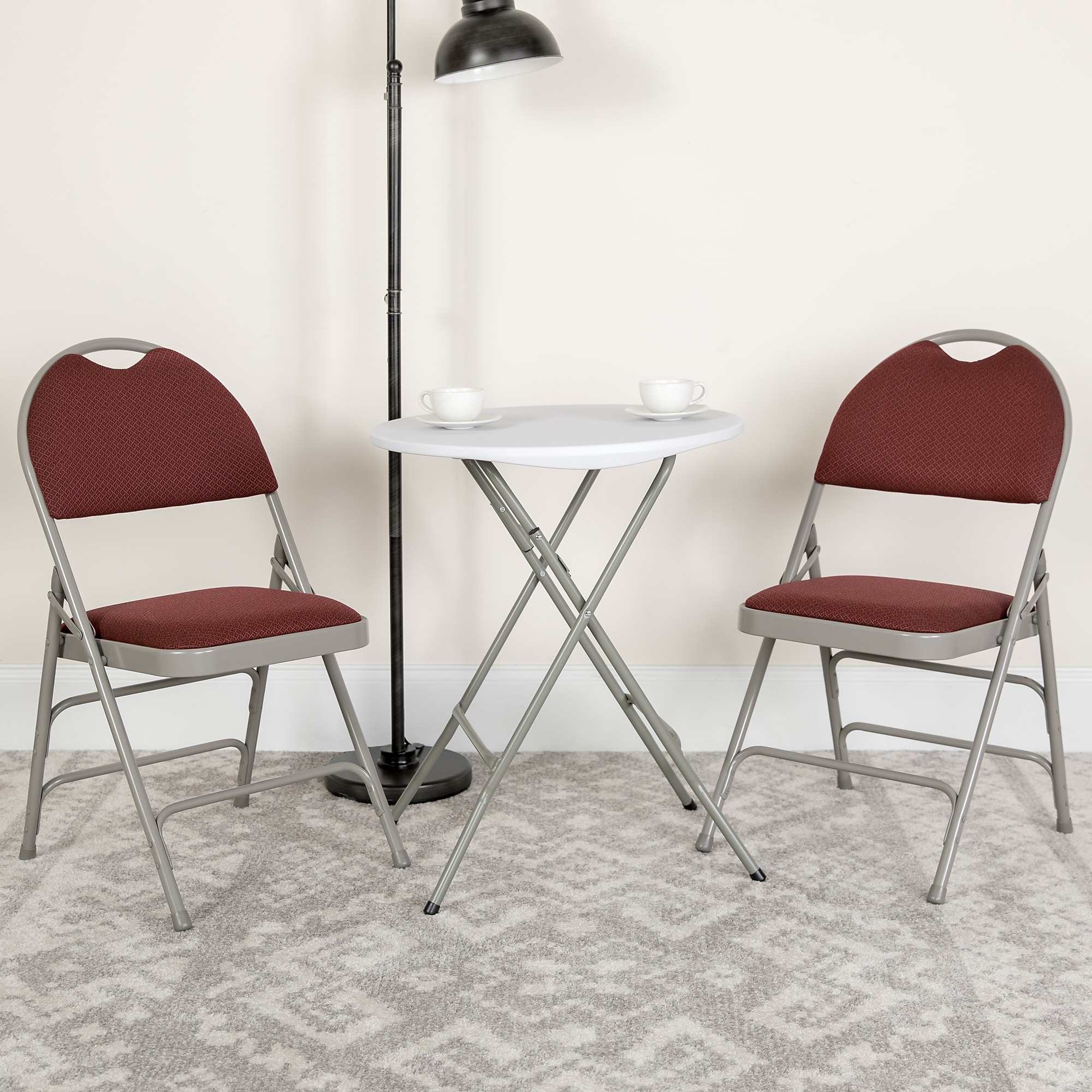 Flash Furniture HERCULES Series Fabric/Metal Folding Chair, Burgundy, 2/Pack (2HAMC705AF3BY) Sansujyuku sansujyuku.com