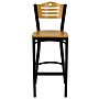 Flash Furniture HERCULES Traditional Metal Slat Back Restaurant Barstool, Black/Natural Wood, 2-Pieces/Pack (2XU6H3BSLTBRNAW)~#|#~sp152799476_sc7