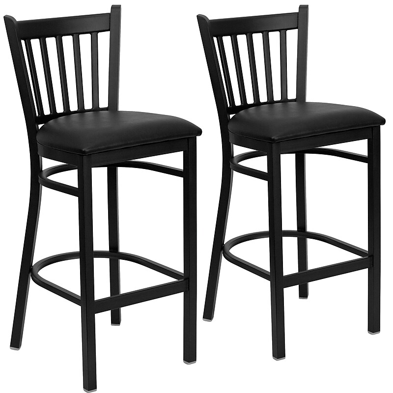 Flash Furniture HERCULES Series Traditional Metal Vertical Back Restaurant Barstool, Black, 2-Pieces/Pack (2XUDG6R6BVTBKV) image 1