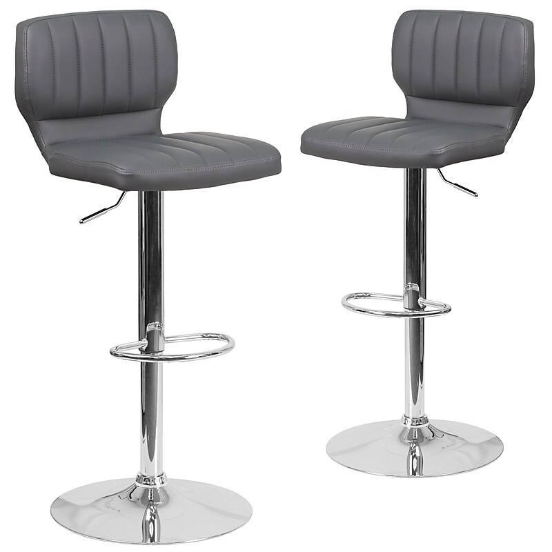 Flash Furniture Contemporary Vinyl Barstool, Gray, 2-Pieces (2CH132330GY) image 1