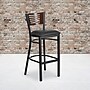 Flash Furniture HERCULES Series Traditional Metal Slat Back Restaurant Barstool, Black/Walnut, 2-Pieces/Pack (2XUDG6H1BWALBKV)~#|#~sp152799681_sc7