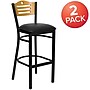 Flash Furniture HERCULES Traditional Metal Slat Back Restaurant Barstool, Black/Natural Wood, 2-Pieces/Pack (2XU6H3BSLTBBKV)~#|#~sp152799705_sc7
