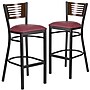Flash Furniture HERCULES Traditional Metal Slat Back Restaurant Barstool, Black/Walnut/Burgundy, 2-Pieces/Pack (2XUDG6H1BWALBGV)~#|#~sp152799722_sc7