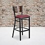 Flash Furniture HERCULES Traditional Metal Slat Back Restaurant Barstool, Black/Walnut/Burgundy, 2-Pieces/Pack (2XUDG6H1BWALBGV)~#|#~sp152799724_sc7