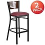 Flash Furniture HERCULES Traditional Metal Slat Back Restaurant Barstool, Black/Walnut/Burgundy, 2-Pieces/Pack (2XUDG6H1BWALBGV)~#|#~sp152799725_sc7