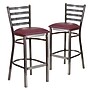 Flash Furniture HERCULES Traditional Metal Ladder Back Restaurant Barstool, Clear Coat/Burgundy, 2-Pieces/Pack (2XUDG697CBARBRV)~#|#~sp152799805_sc7