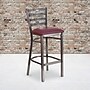 Flash Furniture HERCULES Traditional Metal Ladder Back Restaurant Barstool, Clear Coat/Burgundy, 2-Pieces/Pack (2XUDG697CBARBRV)~#|#~sp152799806_sc7