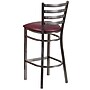 Flash Furniture HERCULES Traditional Metal Ladder Back Restaurant Barstool, Clear Coat/Burgundy, 2-Pieces/Pack (2XUDG697CBARBRV)~#|#~sp152799809_sc7