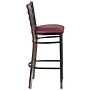 Flash Furniture HERCULES Traditional Metal Ladder Back Restaurant Barstool, Clear Coat/Burgundy, 2-Pieces/Pack (2XUDG697CBARBRV)~#|#~sp152799811_sc7