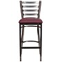 Flash Furniture HERCULES Traditional Metal Ladder Back Restaurant Barstool, Clear Coat/Burgundy, 2-Pieces/Pack (2XUDG697CBARBRV)~#|#~sp152799812_sc7
