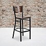 Flash Furniture HERCULES Series Traditional Metal Slat Back Restaurant Barstool, Black/Walnut, 2-Pieces/Pack (2XUDG6H1BWAL)~#|#~sp152799870_sc7