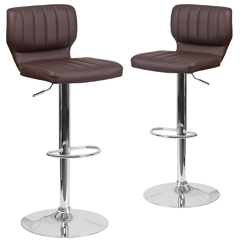 Flash Furniture Contemporary Vinyl Barstool, Brown, 2-Pieces (2CH132330BRN) image 1