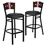 Flash Furniture HERCULES Traditional Metal Square Back Restaurant Barstool, Black/Mahogany, 2-Pieces/Pack (2XUDG515MAHBBKV)~#|#~sp152799974_sc7