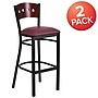 Flash Furniture HERCULES Traditional Metal Square Back Barstool, Black/Mahogany/Burgundy, 2-Pieces/Pack (2XUDG515MAHBBGV)~#|#~sp152799987_sc7