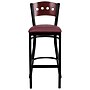 Flash Furniture HERCULES Traditional Metal Square Back Barstool, Black/Mahogany/Burgundy, 2-Pieces/Pack (2XUDG515MAHBBGV)~#|#~sp152799994_sc7