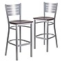 Flash Furniture HERCULES Series Traditional Metal Slat Back Restaurant Barstool, Silver/Mahogany, 2-Pieces/Pack (2XUDG60402BMAW)~#|#~sp152799995_sc7