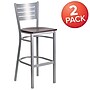 Flash Furniture HERCULES Series Traditional Metal Slat Back Restaurant Barstool, Silver/Mahogany, 2-Pieces/Pack (2XUDG60402BMAW)~#|#~sp152799997_sc7