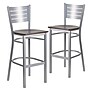Flash Furniture HERCULES Series Traditional Metal Slat Back Restaurant Barstool, Silver/Walnut, 2-Pieces/Pack (2XUDG60402BWAW)~#|#~sp152800006_sc7