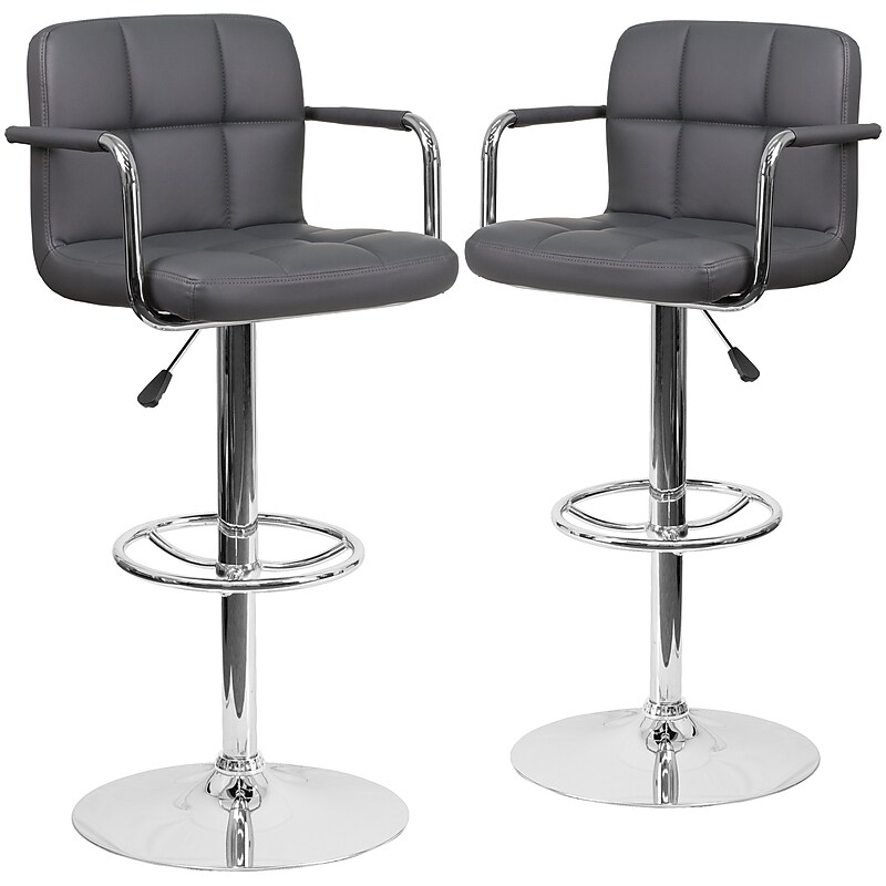 Flash Furniture Contemporary Vinyl Barstool, Gray, 2-Pieces (2CH102029GY) image 1