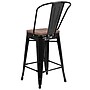 Flash Furniture Lily Contemporary Metal Vertical Back Counter Height Stool, Black (CH3132024GBBKW)~#|#~sp152800125_sc7