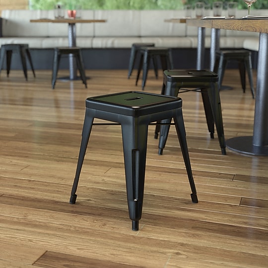 Flash Furniture Kai Industrial Iron Table Height Stackable Restaurant Stool without Back, Black, 4-Pieces/Pack (ETBT350318BLK)~#|#~sp152800145_sc7