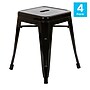 Flash Furniture Kai Industrial Iron Table Height Stackable Restaurant Stool without Back, Black, 4-Pieces/Pack (ETBT350318BLK)~#|#~sp152800148_sc7