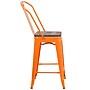 Flash Furniture Lily Contemporary Metal Vertical Back Counter Height Stool, Orange (CH3132024GBORW)~#|#~sp152800169_sc7
