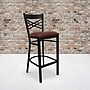 Flash Furniture HERCULES Series Traditional Metal X-Back Barstool, Black/Burgundy Seat, 2-Pieces/Pack (2XU6FOBXBBRV)~#|#~sp152800201_sc7