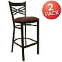 Flash Furniture HERCULES Series Traditional Metal X-Back Barstool, Black/Burgundy Seat, 2-Pieces/Pack (2XU6FOBXBBRV)~#|#~sp152800204_sc7