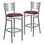 Flash Furniture HERCULES Series Traditional Metal Slat Back Restaurant Barstool, Silver/Burgundy, 2-Pieces/Pack (2XUDG60402BBGV)~#|#~sp152800252_sc7