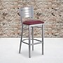 Flash Furniture HERCULES Series Traditional Metal Slat Back Restaurant Barstool, Silver/Burgundy, 2-Pieces/Pack (2XUDG60402BBGV)~#|#~sp152800253_sc7
