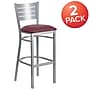 Flash Furniture HERCULES Series Traditional Metal Slat Back Restaurant Barstool, Silver/Burgundy, 2-Pieces/Pack (2XUDG60402BBGV)~#|#~sp152800254_sc7