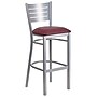 Flash Furniture HERCULES Series Traditional Metal Slat Back Restaurant Barstool, Silver/Burgundy, 2-Pieces/Pack (2XUDG60402BBGV)~#|#~sp152800257_sc7