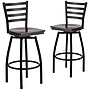 Flash Furniture HERCULES Series Traditional Metal Ladder Back Barstool, Black/Walnut Wood Seat, 2-Pieces/Pack (2XU6F8BLDSWVWAW)~#|#~sp152800347_sc7
