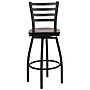 Flash Furniture HERCULES Series Traditional Metal Ladder Back Barstool, Black/Walnut Wood Seat, 2-Pieces/Pack (2XU6F8BLDSWVWAW)~#|#~sp152800362_sc7