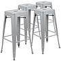 Flash Furniture Cierra Industrial Metal Indoor Bar Stool without Back, Silver, 4-Pieces/Pack (4ET3132030SVR)~#|#~sp152800469_sc7