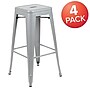 Flash Furniture Cierra Industrial Metal Indoor Bar Stool without Back, Silver, 4-Pieces/Pack (4ET3132030SVR)~#|#~sp152800490_sc7