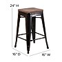 Flash Furniture Lily Industrial Metal Counter Height Stool without Back, Black-Antique Gold (CH3132024BQW)~#|#~sp152800625_sc7