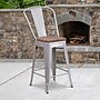 Flash Furniture Lily Contemporary Metal Vertical Back Counter Height Stool, Silver (CH3132024GBSILW)~#|#~sp152800897_sc7