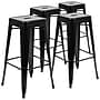 Flash Furniture Cierra Industrial Metal Indoor Bar Stool without Back, Black, 4-Pieces/Pack (4ET3132030BKR)~#|#~sp152801071_sc7