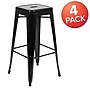 Flash Furniture Cierra Industrial Metal Indoor Bar Stool without Back, Black, 4-Pieces/Pack (4ET3132030BKR)~#|#~sp152801093_sc7